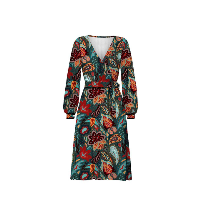 UMSCHLAG ELEGANTES MIDI KLEID (BIANCA) - BUNT PAISLEY - Nähset S