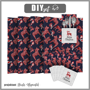 SERWETKI I BIEŻNIK - ZIMOWE ZWIERZĘTA WZ. 2 (NORDIC CHRISTMAS) - zestaw do uszycia