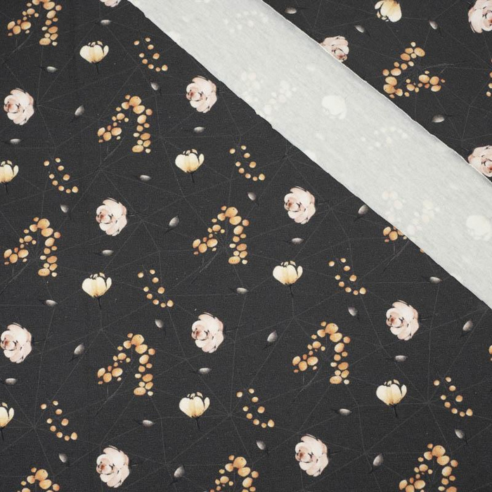 BLUMEN UND BLÄTTER Ms. 1 / graphit - Single Jersey 