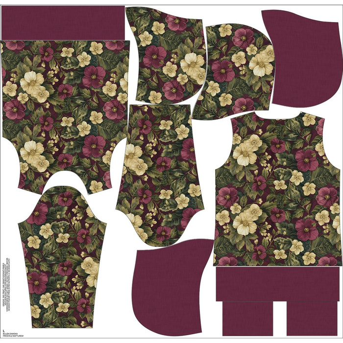 CLASSIC WOMEN’S HOODIE (POLA) - FLOWERS WZ.59 - sewing set XL
