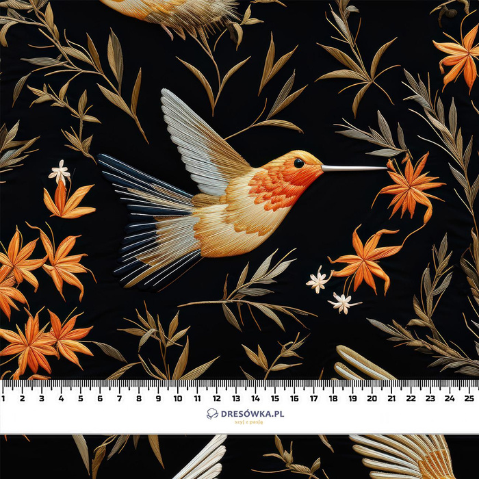 PASTEL BIRDS PAT. 7 (Hummingbirds) - Hydrophobic brushed knit