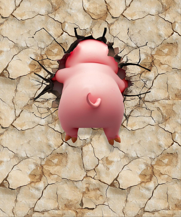 ANIMALS CRACKED wz.5 (piggy2) - panel (60cm x 50cm)