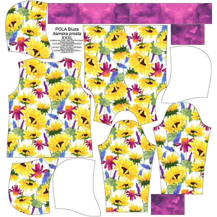 DÁMSKA MIKINA (POLA) CLASSIC S KAPUCÍ - SLUNEČNICE vz. 4 (KVETOUCÍ LOUKA) -  teplákovina - S