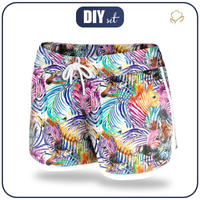 Damen Badeshorts - ZEBRA / regenbogenfarbig S