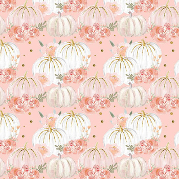 PASTEL PUMPKINS AND FLOWERS (PUMPKIN GARDEN) - looped knit fabric