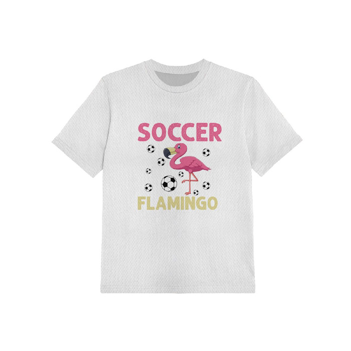 CHILDREN'S SPORTS T-SHIRT - SOCCER FLAMINGO  / white (92/98)
