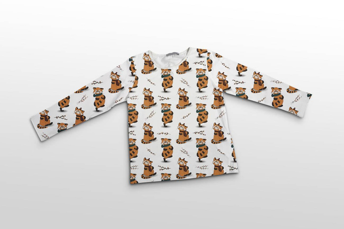 RED PANDA WITH SCARF / white (RED PANDA’S AUTUMN) - single jersey