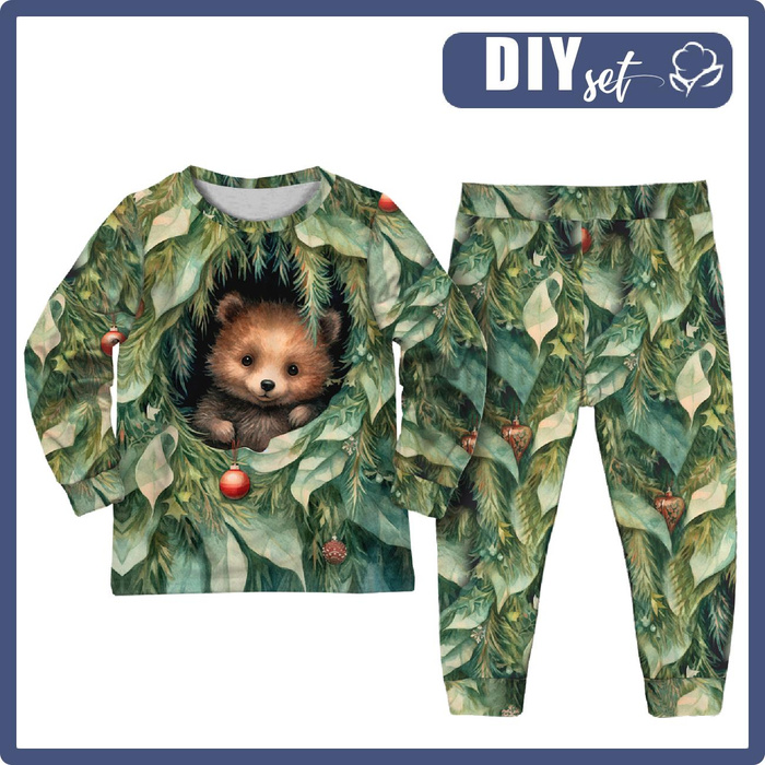 KINDERPYJAMAS "MIKI" - VINTAGE CHRISTMAS BEAR - Nähset (146/152)