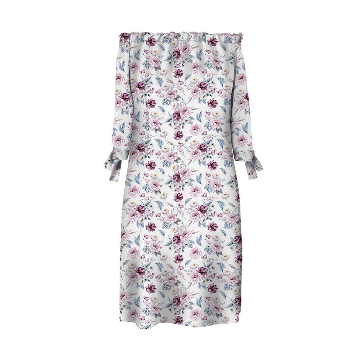 DRESS "CARMEN" - WATERCOLOR BOUQUET Pat. 2 - crepe L