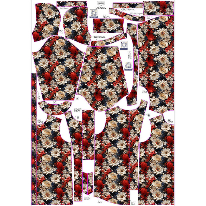 DÁMSKÁ BUNDA PARKA (ANNA) - VIBRANT FLOWERS - sada šití XL