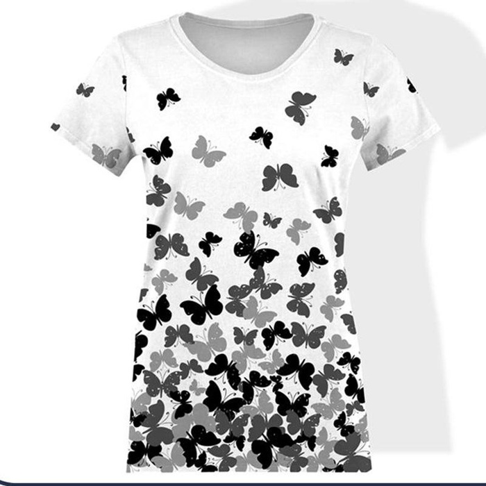 WOMEN’S T-SHIRT - BUTTERFLIES / grey - single jersey S