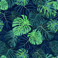 MONSTERA 2.0 / navy - teplákovina počesaná s elastanem ITY