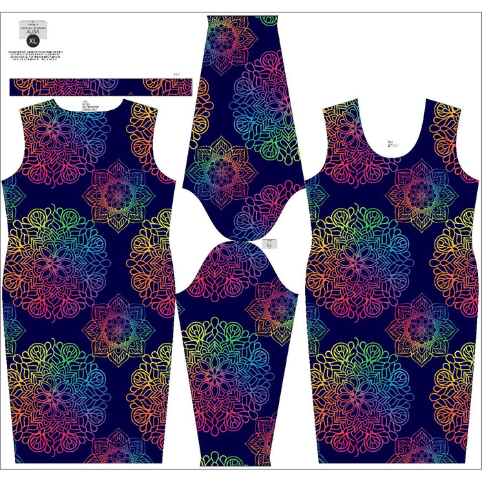 PENCIL DRESS (ALISA) - MANDALA pat. 4 - sewing set L