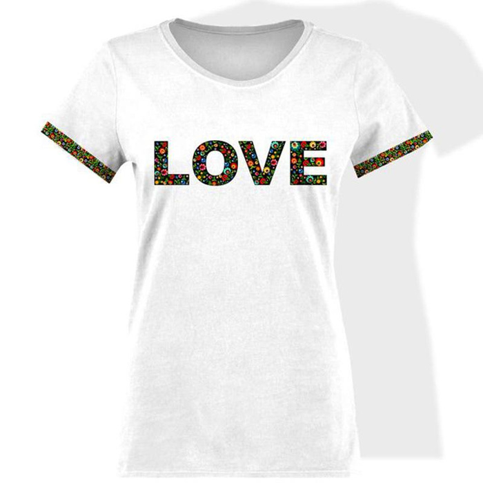 T-SHIRT DAMSKI - LOVE / FOLK - single jersey  XS