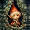 VINTAGE CHRISTMAS ELF - panel (75cm x 80cm)
