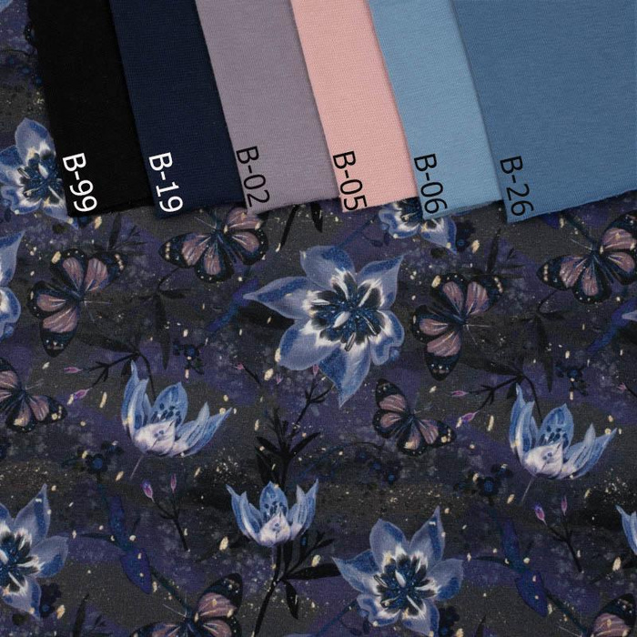 MONDLILIEN (VERZAUBERTE NACHT)- Single Jersey mit Elastan