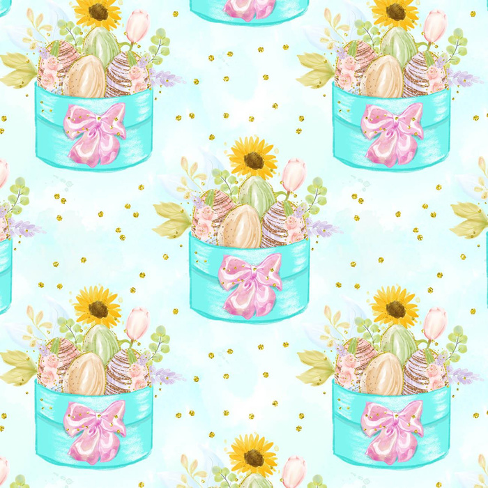 EASTER BOX (CUTE BUNNIES) - Woven Fabric for tablecloths