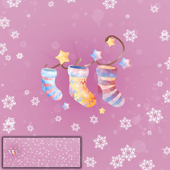 SOCKS / SNOWFLAKES (CHRISTMAS REINDEERS) - PANORAMIC PANEL 60 cm