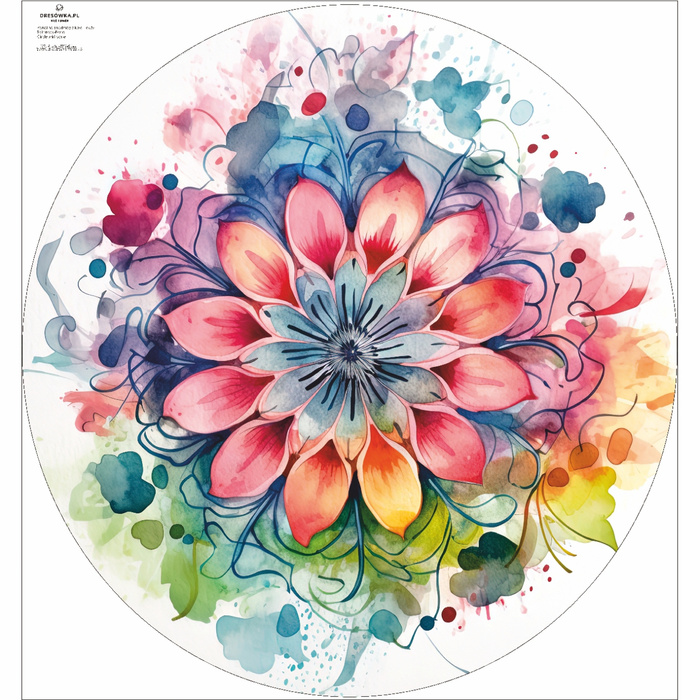 Duży panel na spódnicę z koła - KREPA - WATERCOLOR FLORAL WZ. 5