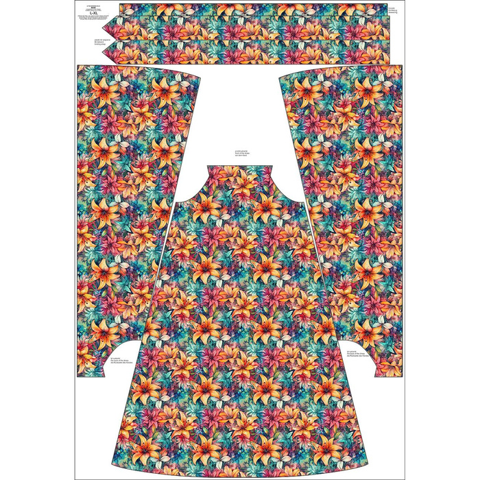 ŠATY "DALIA" MAXI (XXS-XS) - FLOWERS vz.41 - Sada šití