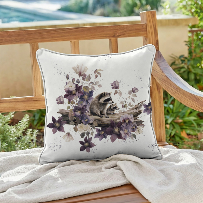RACCOON FAMILY - Paneel (75cm x 80cm)  Baumwoll Webware