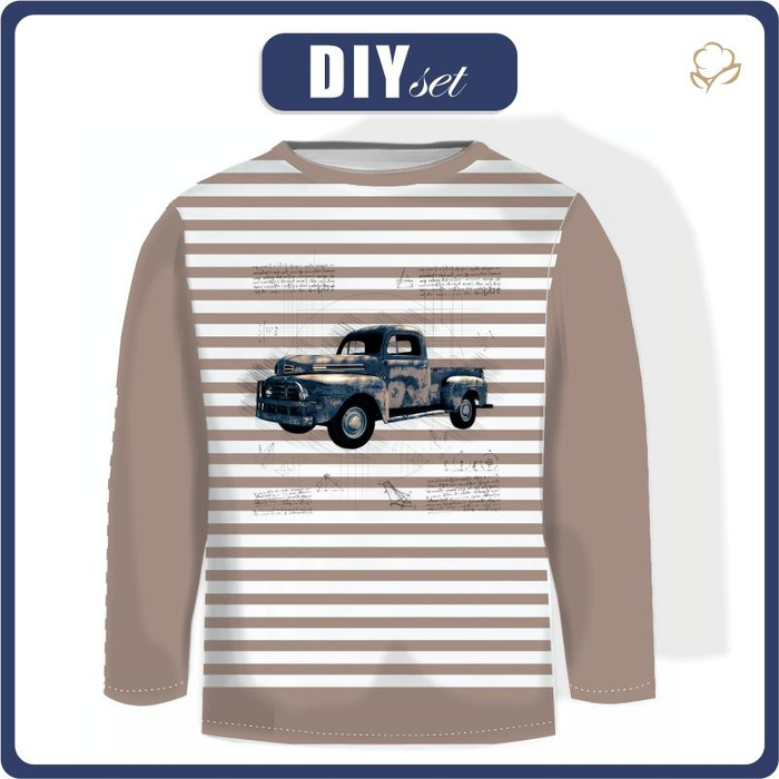 Longsleeve - RETRO CAR PAT. 3 / stripes - single jersey (134/140)