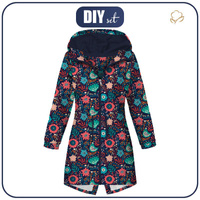 WOMEN'S PARKA (ANNA) - FOLK BIRDS / navy - softshell XL