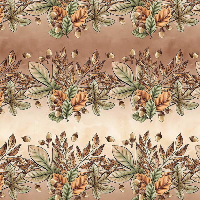 LEAVES AND ACORNS pat. 1 (AUTUMN IN THE FOREST) - Waterproof woven fabric