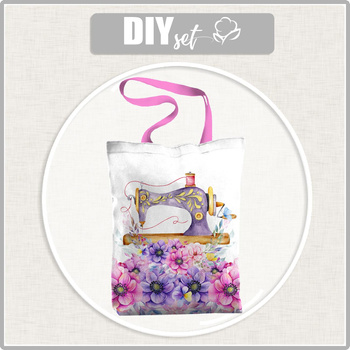 SHOPPER TASCHE - NÄHMASCHINE UND BLUMEN - Nähset