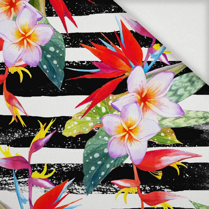 FLOWERS ON THE ZEBRA - Woven Fabric for tablecloths