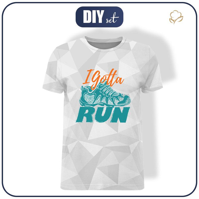 HERREN T-SHIRT - I GOTTA RUN / Eis - Single Jersey L