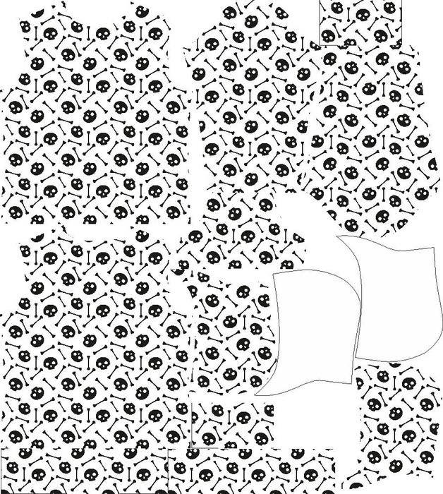 HERREN HOODIE - HALLOWEEN TOTENKÖPFE & KNOCHEN / weiß - Nähset L