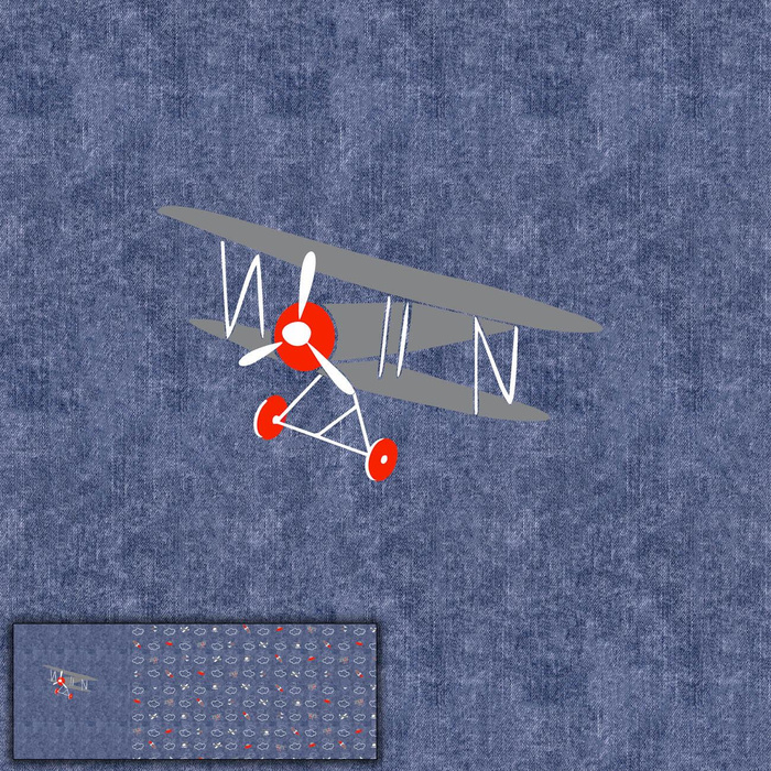 DWUPŁATOWIEC (SAMOLOTY) / ACID WASH GRANATOWY - PANEL PANORAMICZNY (60 x 155cm)