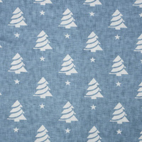 VÁNOČNÍ STROMKY A HVĚZDY / ACID WASH - modrý- organický úplet single jersey s elastanem