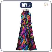 DRESS "DALIA" MAXI (XXL-XXXL) - COLORFUL ABSTRACT - sewing set