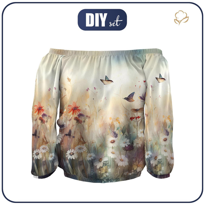 Bardot neckline blouse (SOFIA) - MAGIC MEADOW wz. 7 - sewing set L