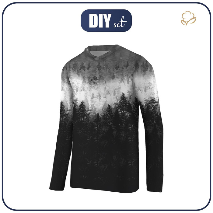 THERMO KINDER BLUSE (BILLIE) - WALD OMBRE (WINTER IM GEBIRGE) - Nähset 128