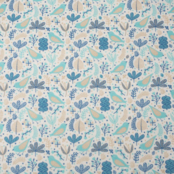 TÜRKISFARBENE VÖGEL - Mantelstoff / Flausch 