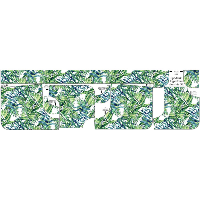 Women’s boardshorts - MINI LEAVES AND INSECTS PAT. 6 (TROPICAL NATURE) / white XL