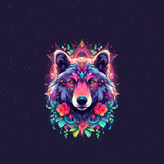 ANIMALS MANDALA wz.6 (bear) - panel (60cm x 50cm) 