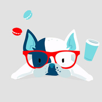 Dog with glasses (J'adore Paris) / aqua - panel