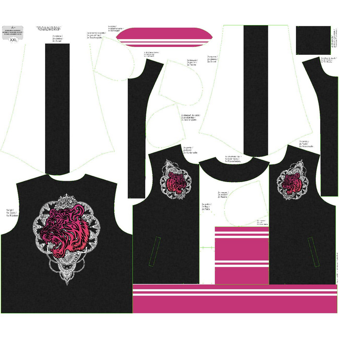 WOMEN’S BOMBER JACKET (KAMA) - PINK TIGER - sewing set L