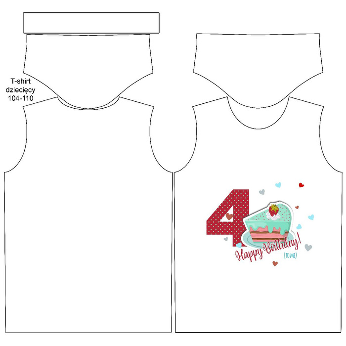 KID’S T-SHIRT - 4ST BIRTHDAY /  BIRTHDAY CAKE - single jersey (116/122)
