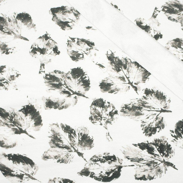 ŠEDÉ LISTY / bílá - teplákovina SP250