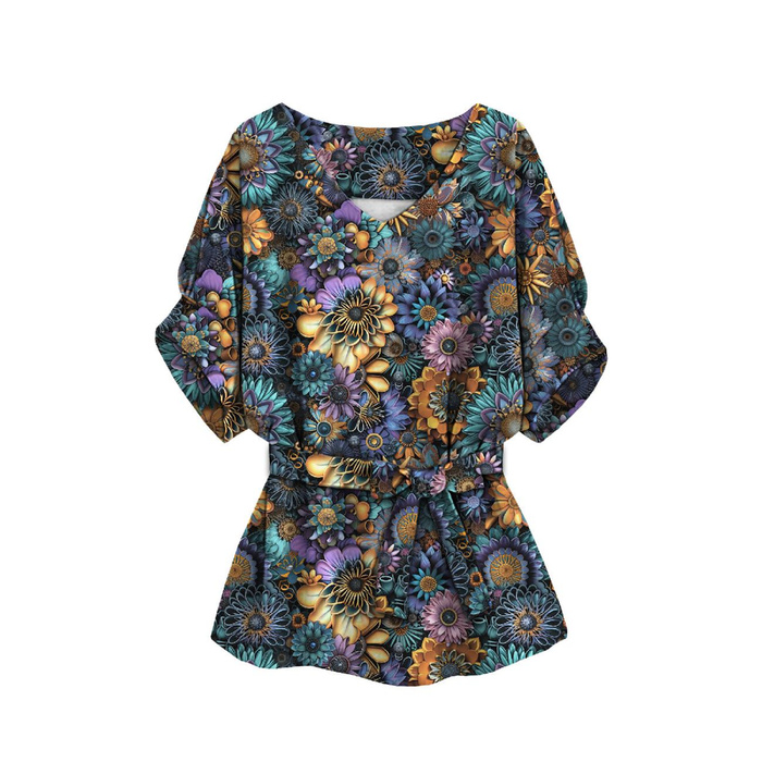 KIMONO BLUSE - COLORFUL GERBERA - Nähset S-M