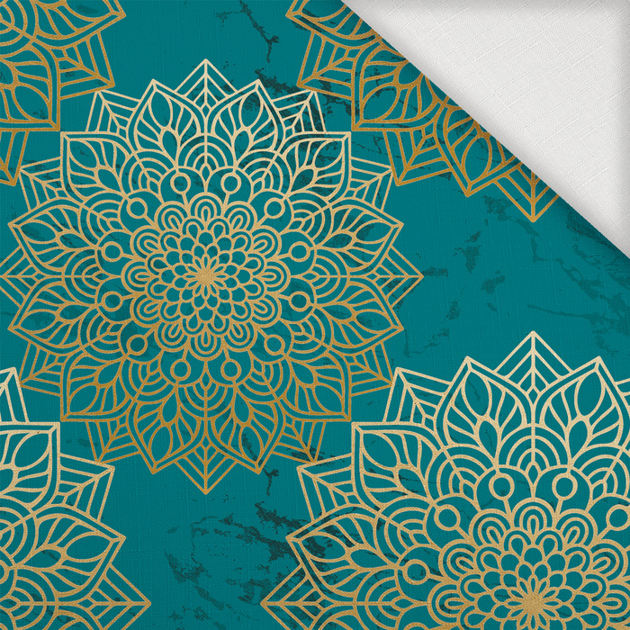 MANDALA pat. 5 / emerald - Woven Fabric for tablecloths