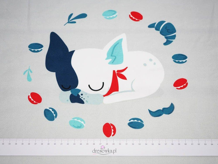 Sleeping dog (J'adore Paris) / aqua - panel single jersey TE210