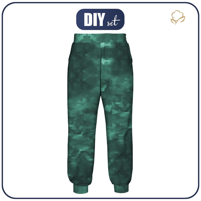 JOGGERY DAMSKIE (NOEMI) - KAMUFLAŻ wz. 2 / Butelkowa zieleń - zestaw do uszycia M