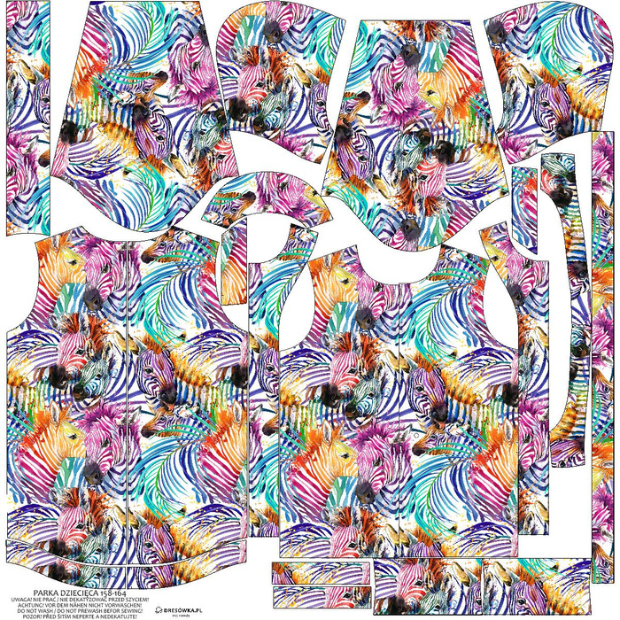 KIDS PARKA (ARIEL) - RAINBOW ZEBRAS - softshell (146/152)