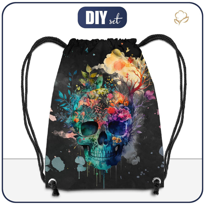 TURNBEUTEL - WATERCOLOR SKULL - klein